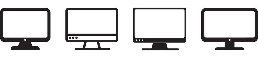 Computer monitor icon. Flat PC symbol. vector