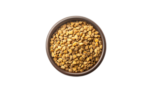 Fenugreek seeds in a bowl isolated on a transparent background png