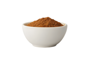 Garam masala powder in a white bowl on a transparent background png