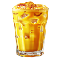 Fresh cold ginger juice with ice cube in clear glass object clip art png