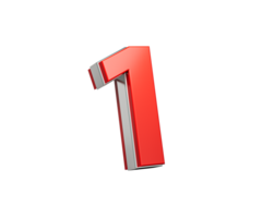 Bold Vibrant Red Number One Number 1 With Sleek Metallic Gleam 3D Illustration png