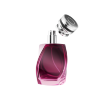 Pink Clear Glass Perfume Bottle Gleams With Luminous Light On Soft Pink 3D Illustration png