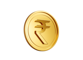 3d Golden Shiny Rounded Indian Rupee Coin 3d Illustration png