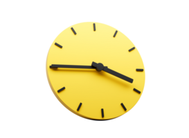 3d Simple Yellow Round Wall Clock Three Forty Five Quarter To 4 3d illustration png