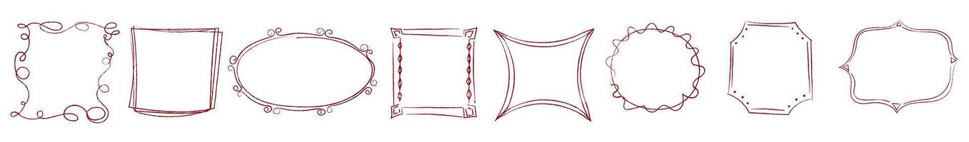 Doodle frames set. Decorative geometric sketch frame banner vector