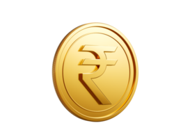 3d Golden Shiny Rounded Indian Rupee Coin 3d Illustration png