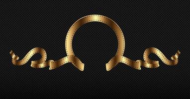 Empty golden frame movie retro film frame isolated on black background. vector
