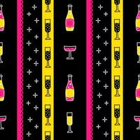 Fun seamless pattern featuring champagne bottles and glasses vector