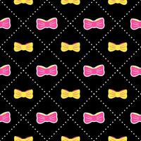 Elegant seamless pattern with yellow and pink bow ties on black background vector