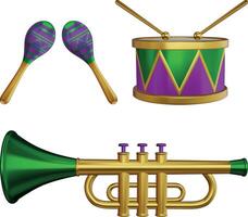 mardi gras musical instruments. vector