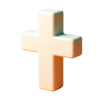 Cream-Colored 3D Render of a Simple Cross png