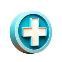 3D Render of a Realistic Blue Plus Icon for Medical Applications png