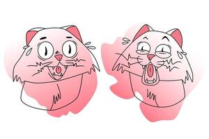 Surprised cat face illustration. Digital drawing in flat style with gradient shading. Animal character design concept for stickers and prints vector