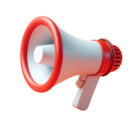 3D Model of a Red and White Megaphone Announcement and Communication png