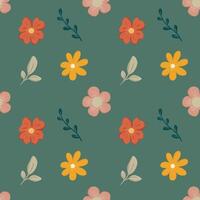 floral repeated seamless pattern design with flowers and leaves vector