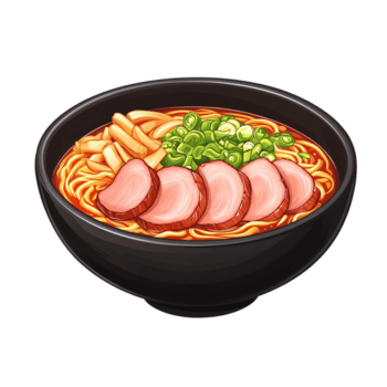 cuenco de ramen con rebanado cerdo, verde cebollas, y fideos. png