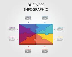 Jigsaw template with number for infographic for presentation for 8 square element vector