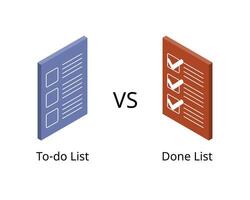 To do list compare with done list for productivity tool vector