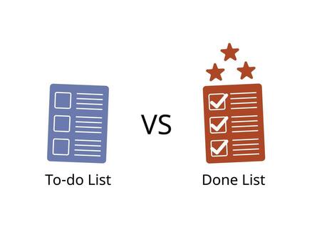 To do list compare with done list for productivity tool vector