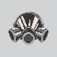 Pixel art illustration Firefighter Mask. Pixelated Fire Mask. Red Firefighter Mask icon pixelated for the pixel game and icon for website and game. old school retro. vector