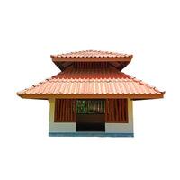 Traditional Asian Pagoda with Red Roof Isolated on White Background for Architectural and Cultural Design Projects photo