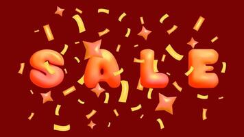3D letters the English alphabet Y2K style. Text sale with confetti. Bubble font. Festive design. Rainbow Letters for Holiday. vector