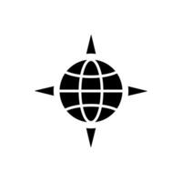 A black and white globe icon on a white background vector