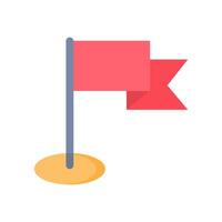 Flag pin icon,red flag on pole for safety on construction site. Suitable for web or print. illustration of the location of the flag pin. Isolated white background editable vector
