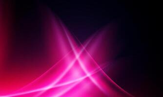 Abstract smooth pink wavy dark background. curve shiny light on dark. vector