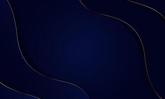 Dark wave blue luxury background with golden elements line. premium background with copy space. vector