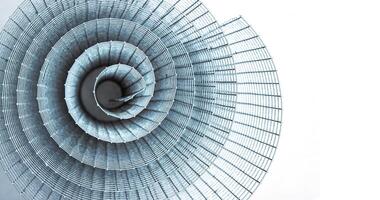 Abstract spiral metal coiled wire mesh with grid pattern, geometric symmetry, modern minimal design for industrial construction, diy, architectural concepts. Isolated on white background. Copy space photo