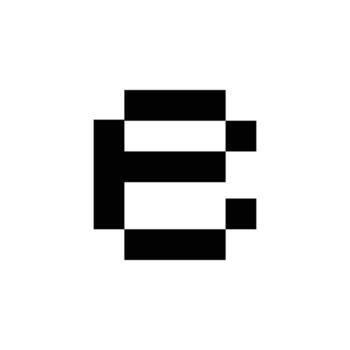 Logo letter E pixel square minimalist unique design with blank background vector