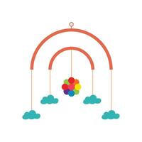 Illustration baby toy hanging cloud unique design with blank background vector