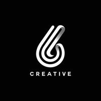 Number 6 Logo design template. Font Lines Logotype vector