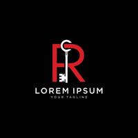 Initial letter R Key logo Concept, Key with Letter R, Logo Design Template vector