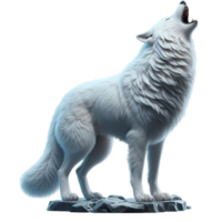 Howling Wolf with Gray Fur in the Snow png