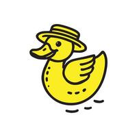 Duck with hat line icon. Simple duck concept logo vector
