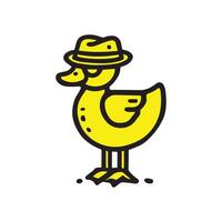 Cool duck with hat line icon. Simple duck concept logo vector