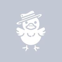 Minimalist duck concept logo. Duck with hat line icon vector