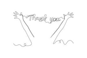 Thank you concept line art drawing. Minimalist thank you banner continuous outline isolated on white background. vector