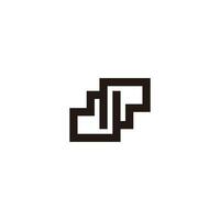 letters dp linked staircase simple geometric logo vector