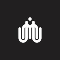 letter m u i linked lines simple logo vector