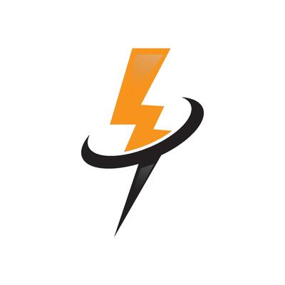 Power lightning logo flat design