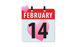 Displaying the date February 14th. February 14th calendar icons. vector