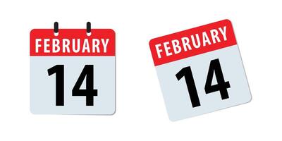 February 14th calendar icons. Two simple calendar icons displaying the date February 14th. vector