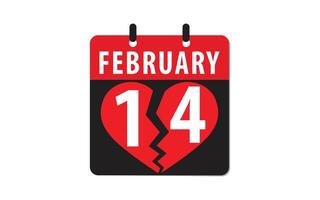 February 14th Calendar icons displaying the date. February 14th Calendar Icons. vector