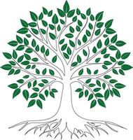Tree with branches silhouette illustration on white background vector