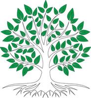 A tree with green leaves that has the word tree on it vector