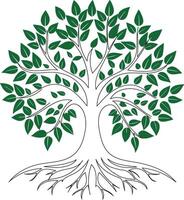 A tree with leaves silhouette vector