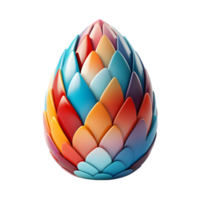 Abstract Colorful Scaled Egg Shape 3D Render png